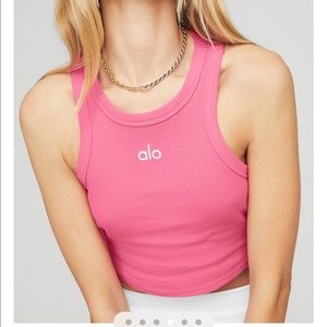 Aloyoga aspire tank fuchsia/white